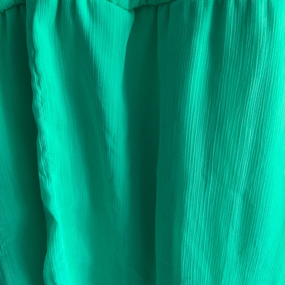 Express Green V-Neck Elastic Waist Mini Dress  Small Beach Vacation Brunch - Picture 7 of 7